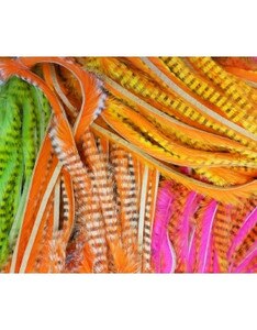 Hareline Dubbin Tiger Barred Magnum Rabbit Strips in Black and Orange and Yellow